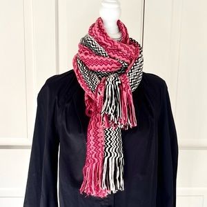 Missoni black pink white shawl scarf